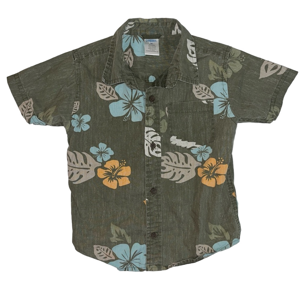 Gymboree Tropical Floral Button Up Shirt Boy Size 2T